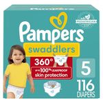 Pampers Swaddlers 360 Pull on Diapers, size 5, 116 count, for up to 100% Leakproof Skin Protection and easy changes