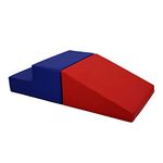 FDP SoftScape Playtime Step and Slide Climber for Infants and Toddlers, Colorful Beginner Soft Foam Structure for Indoor Active Play, Crawling, Climbing, Sliding (2-Piece Set) - Blue/Red