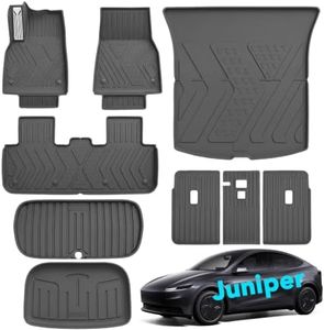 SUPER LINER 2025-2026 Tesla Model Y Juniper Floor Mats - CabinProtect Pro Kit Full-Cabin Protection System, 9-Piece Set Extra-Thick TPE Cargo Liners & Accessories, Waterproof Anti-Slip
