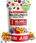 HOME GROWN Wildflower Seeds - 2oz Bulk Perennial Wild Flower Seeds Mix - Flower Garden Seeds for Attracting Bees, Birds & Butterflies - 24 Variety Plant Seeds for Planting Outdoor Garden