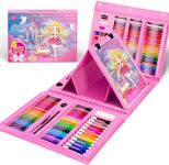 Spardar Art Set for Kids, 240 Pcs Kids Art Set with Trifold Easel, Drawing Kit with Oil Pastels, Crayons, Markers, Watercolor Cake, etc, Art Supplies Gift for Children Beginners Artists