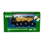 BRIO World 33630 Mighty Golden Action Locomotive | Battery Operated Toy Train with Light and Sound Effects for Kids Age 3 and Up, Gold