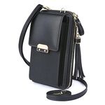 PU Leather Crossbody Bag for Women, Cell Phone Purse Wallet with Card Slots, Cell Phone Shoulder Bag with Shoulder Strap, 黑色, 1