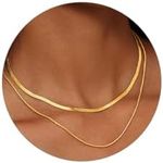 MGOOL Snake Chain Necklace 14K Gold/Silver Plated Herringbone Necklace Gold Choker Necklaces for Women Girl Gifts Jewelry (Gold)