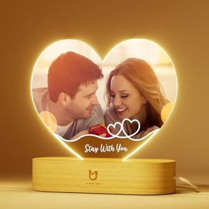 Bemaystar Personalized Gifts Night Light - Love Lamp Customized Gifts for Women Men Couple Valentines Anniversary, Customizable Gifts for Him Her Boyfriend Girlfriend - Heart