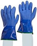 SHOWA Atlas 490 Fully Coated Triple-Dipped PVC Glove, Insulated Seamless Acrylic Liner, Chemical Resistant, 12" Length, Medium, Blue (Pack of 12 Pairs)