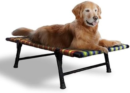 PETSAPIENS Folding Elevated Dog Bed Large Size(42x24x8Inch)| All-Seasons Comfort with Breathable Nylon Mesh | Dog Cot Bed for All Breeds I Anti-Skid and Waterproof Bed for Dogs|Multicolor