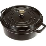 STAUB Cast Iron Dutch Oven 4-Quart Round Cocotte with Lid- Black Matte, All Cooktops, Heat Preserving, Perfect for Cooking and Serving, Made in France