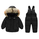 StarTreene Kids Boys Girls Snowsuit Winter Hooded Down Coat Jacket +Bib Pants Snow Trousers 2pcs Clothing Set