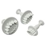 PME HL544 Veined Holly Leaf Plunger Cutters Small, Medium, Large Sizes, Set of 3 White