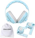 Lilian&Gema 2-in-1 Baby Ear Muffs Noise Protection, Adjustable Headphones with Band, Owls Noise Cancelling Headphones for Babies & Toddler up to 4 Years, Baby Airplane Essentials/Outdoor, Blue