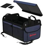 AUTOARK Multipurpose Car Trunk Organizer with Foldable Lid and Straps,Non-Slip Waterproof Bottom,Durable Collapsible Adjustable Compartments Cargo Storage,Navy Blue,AK-142