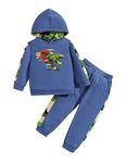 Haokaini Toddler Baby Boys Dinosaur Outfits Long Sleeve Hoodie Sweatshirt Tops Pants 2Pcs Clothes Sets Fall Winter for 1-5Y