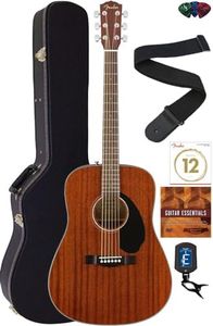 Fender CD-60S Solid Top Dreadnought Acoustic Guitar - All Mahogany Bundle with Hard Case, Strap, Strings, Picks, and Austin Bazaar Instructional DVD