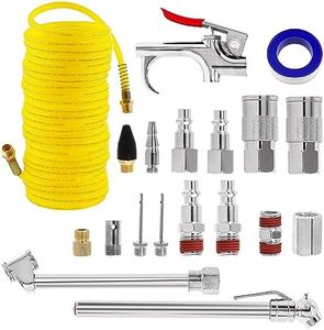 Cimton 19Pcs Air Compressor Kit, Air Compressor Hose Tool Kit with Coil PU Hose/Blow Gun/Tire Gauge/Storage Case, 1/4" NPT Air Tool Kit for Inflating Deflating Tire Pressure