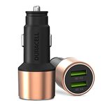 Duracell 36W Fast Car Charger Adapter with Dual USB Port. Qualcomm Certified 3.0, Quick Charge. Compatible with iPhone, All Smartphones, Tablets & More - Copper & Black