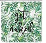 HVEST Get Naked Shower Curtain Tropical Plant Green Palm Leaves Funny Words Modern Botanical Art Bathroom Curtain Waterproof Polyester Fabric Curtain Decor 12 Hooks Included 69x70 Inch