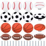 Menkxi 16 Pcs Sports Ball Dresser Knobs for Kids Baseball Basketball Dresser Drawer Knobs for Boys Football Soccer Dresser Knobs Hardware Drawer Pulls Handles for Cabinet Party Decor (Novel Style)