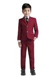 Yuanlu Kids Suit for Boys Blazer Vest Dress Pants White Shirt and Tie Burgundy Size 8