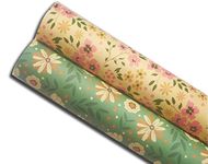 Impressiveworks Gift Wrapping Floral Design Paper Sheet With Ribbons/Wrapping Paper For Present- Baby Shower, Weddings, Holiday, All Occasion (Pack Of 2)(Assorted, 10 Piece, Flower-0708)