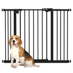 PawHut Dog Gate Stair Gate Pressure Fit Pets Barrier Auto Close for Doorway Hallway, 74-100cm Wide Adjustable, Black