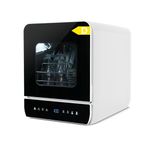 eklipt Portable Countertop Dishwasher, Mini Dishwasher, 4.8L Built-in Water Tank, 7 Programmes, 37 * 51cm Ultra-Narrow & Deep Design, Touch Control & 360° Dual Spray, Hose/No-Hose Setup, Black