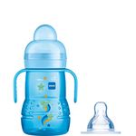 MAM Trainer+ 220 ml, Baby Cup Suitable from 4+ Months, Trainer Cup for Independent Drinking, Spill-Free Toddler Cup, Blue (Designs May Vary)