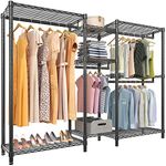 VIPEK V6 Wire Garment Rack Heavy Duty Clothes Rack Metal with Shelves, Freestanding Portable Wardrobe Closet Rack for Hanging Clothes 74.4" L x 17.7" W x 76.4" H, Max Load 850LBS, Black