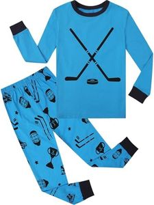 A&J DESIGN Kids Hockey Pajamas Boys Ice Hockeys Pjs Gift with Shirt and Pants Toddler Sport Clothes 6 Years