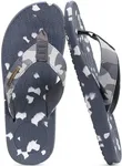 KuaiLu Mens Flip Flops Arch Support Orthotic Orthopedic Plantar Fasciitis Comfortable Waterproof Open Toe Summer Beach Leather Thong Sandals Cushion Slip on Slippers Camo Grey Size 13