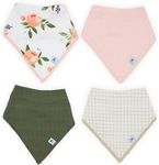 Little Unicorn Baby Bandana Bib 4 pack | Absorbent, Extra Soft Cotton for Drooling & Teething | Adjustable fit (Watercolor Roses 2)