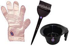 [Ear Lobe & Accessories] Hair Coloring Kit (1 Hair Color/Dye/Mehandi Mixing Bowl (325 ml) | 1 Applying Brush | 50 Pcs (25 Pair) Use & Throw Hand Gloves)