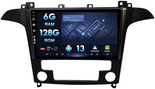 9” IPS Touch Screen Android 12 Double Din Car Stereo Head unit for Ford S-Max 2006-2014 - 6G+128G - Support GPS Sat Navi WiFi 4G Bluetooth SWC RDS Carplay - Free Camera&Mic
