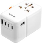 Universal Travel Adapter 85W GaN, TESSAN International Power Adapter with 5 USB(3 USB C) Charging Ports, Travel Adapter Worldwide for US to European EU UK AUS Ireland(Type C/G/A/I)