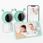 BOIFUN 5" Split-Screen Video Baby Monitor, 2 Cameras, 3MP Display & 360° Camera with Night Light, Mobile APP Control & LCD Monitor, Auto Tracking, AI Motion & Sound Detection, 3000mAh Battery