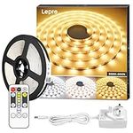 Lepro 5M LED Strip Lights, Warm White to Cool Daylight, Dimmable and Tunable with Remote, Stick-on LED Light for Desk, Mirror, Wall, Ceiling and More (3000K - 6000K Adjustable)