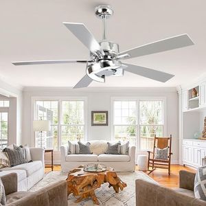 52 Inch Ceiling Fans with Lights and Remote, Modern Chandelier Ceiling Fan for Bedroom Living Room, Silver Dimmable LED Lighting & Ceiling Fans, Reversible DC Motor, Timer, Ventilador de Techo