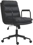 AADEN Leather Office Chair Brown Desk Chair Mid Century Home Office Desk Chair with Arms, Computer Chair for Adults (Black)