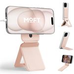 MOFT Phone Tripod Stand Compatible with iPhone 16/15/14/13/12 Series, Angle Adjustment & Strong Magnets & Compatible MOVAS Invisible Selfie Stick Tripod, Peach Pink