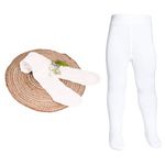 THE LITTLE LOOKERS Adorable Baby Girl Stockings I Baby Tights Thick Toddler Baby Girl Seamless Knit Leggings Thick Solid Cotton Stockings Footed Pants Pantyhose for 6 Months - 2 Years Baby (White)