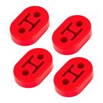 TSUGAMI Car Exhaust Hanger, 4PCS Rubber Insulator Bushing Mount, 2 Holes 0.47 Inch (12mm), Auto Muffler Shock Absorbent Bracket Mount, High-Density Tailpipe Damping Hanger, Universal Fit (Red)