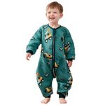 LILBESTIE Toddler Sleeping Bag, 1.5 TOG Sleeping Bag with Feet Cotton Sleeping Bag with Arms All Seasons (Excavator, 18-36 Months)