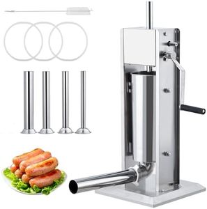 GarveeHome Sausage Stuffer, Manual 22LBS/10L Sausage Maker Machine, Meat Stuffer with Dual Speed, Stainless Steel Heavy Duty Sausage Filler with 4 Stuffing Tubes, for Commercial and Home Use