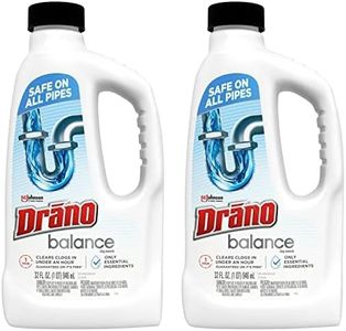 Drano Balance Drain Clog Remover and Cleaner, Non-Corrosive Formula, Safe on All Pipes, Formulated Using Only Essential Ingredients, 32 Fl Oz (Pack of 2)