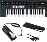 Novation SL MkIII 49-Note MIDI and CV Keyboard Controller/Sequencer with Sustain Pedal (Piano Style), Keyboard Cover & MIDI Cable Bundle