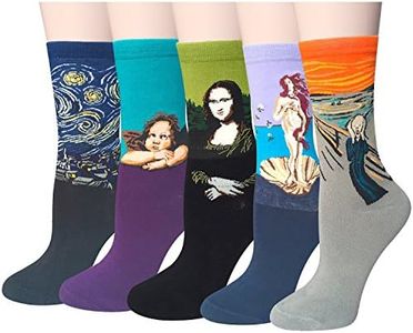 Chalier Womens Fun Socks Painting Patterned Famous Art Socks & Printed Cool Novelty Funny Socks for Women, 1 Set A-oil Painting Multicolor 2 (5 Pairs), One Size