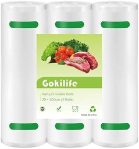 Gokilife Vacuum Food Sealer Rolls Bags - 3 Rolls 20 x 600 cm Sous Vide Bags, BPA Free, Durable Commercial Customized Size Food Bags for Food Storage and Sous Vide Cooking