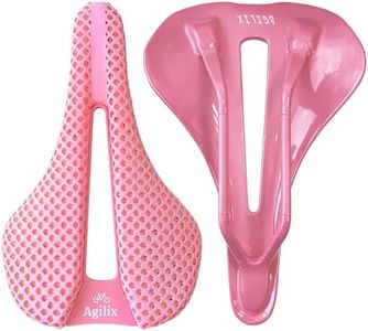 AGILIX 3D Printed Bike Saddle 160mm, Carbon Road Bike Seat with Shock Absorbing Core - Ergonomic & Breathable Design for Men Women, Fit for MTB, Gravel & Road Bikes(Pink)
