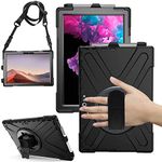 TECHGEAR X-Case fits Microsoft Surface Pro 7/7 Plus 6 5 4 12.3" Tough Rugged HEAVY DUTY Armour Shockproof Impact Case with 360 Rotating Stand, Hand Strap and Shoulder Strap Case - Black