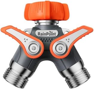 RAINPOINT Garden Hose Splitter 2 Way Heavy Duty, Water Hose Y Spigot Splitter with Shutoff Valves,100% Metal Body Water Hose Connector with Shut-Off Valve, 1.9" Metal Handle, 3/4" GHT Thread(Orange)